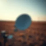 Satellite dish installed in a remote agricultural landscape