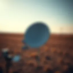 Satellite dish installed in a remote agricultural landscape
