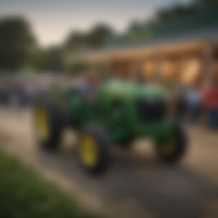 A community event hosted by the John Deere dealership, featuring local farmers and dealership staff.