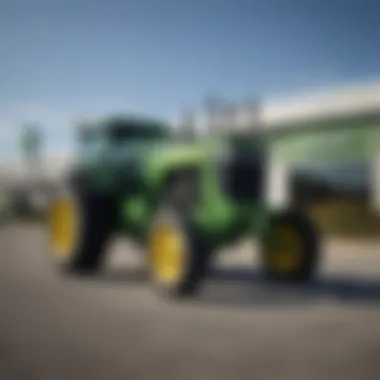 Exterior view of a John Deere dealership in Wilmington showcasing its signage and landscaping.