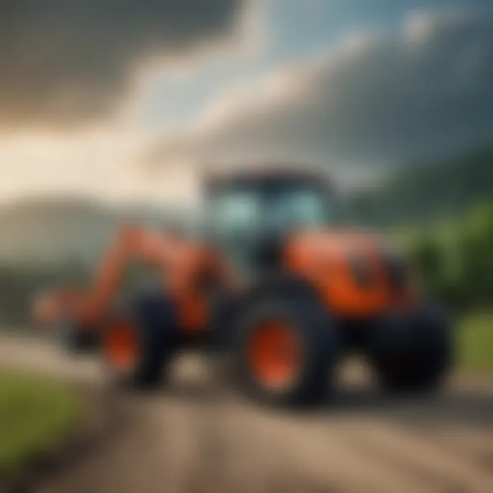 A scenic view of a Kubota dealership in Bloomsburg, showcasing a diverse range of agricultural machinery