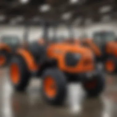 Showroom of a Kubota dealership showcasing equipment