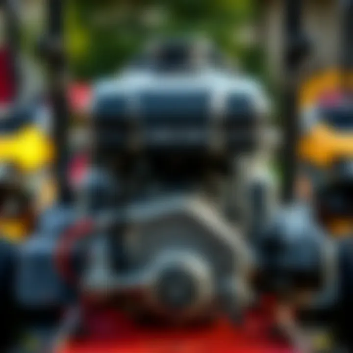 Different types of lawn tractor engines displayed