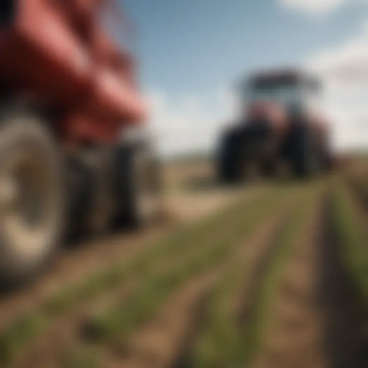 Large machinery operating in agricultural field