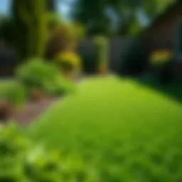 Lush green sod laid in a well-kept backyard garden