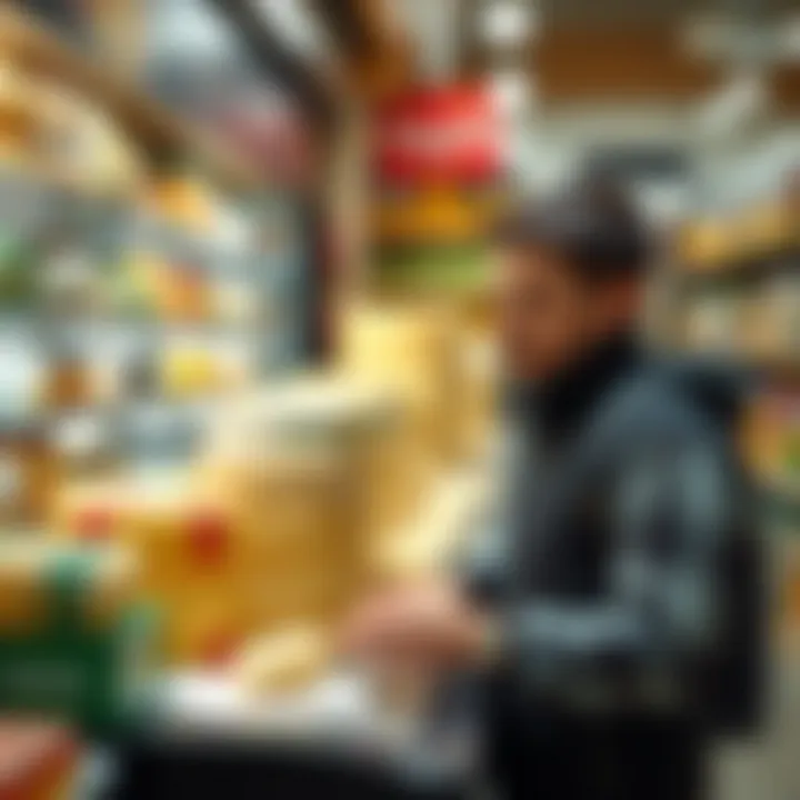 Popular brands of low-calorie cheese in a grocery setting