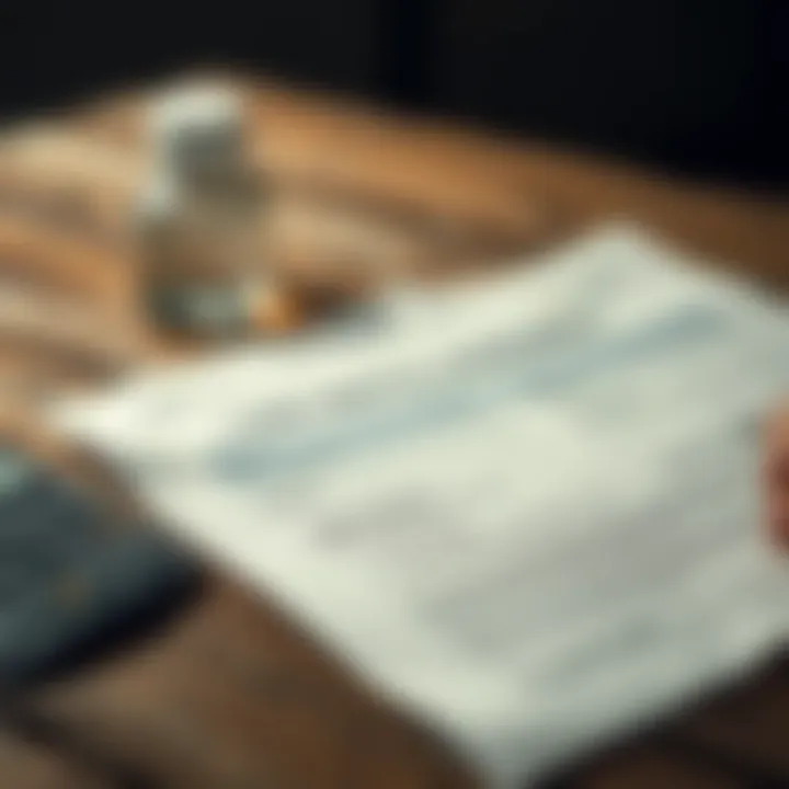 Close-up of a contract laying on rustic wooden table