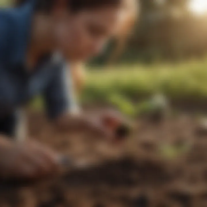 An expert agronomist analyzing soil samples in the field.