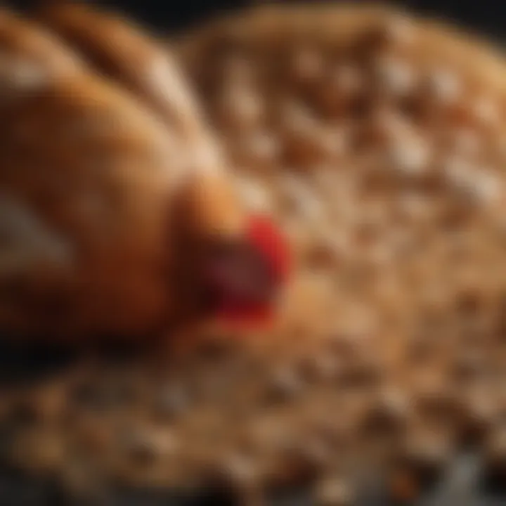 A close-up of poultry feed composition and ingredients