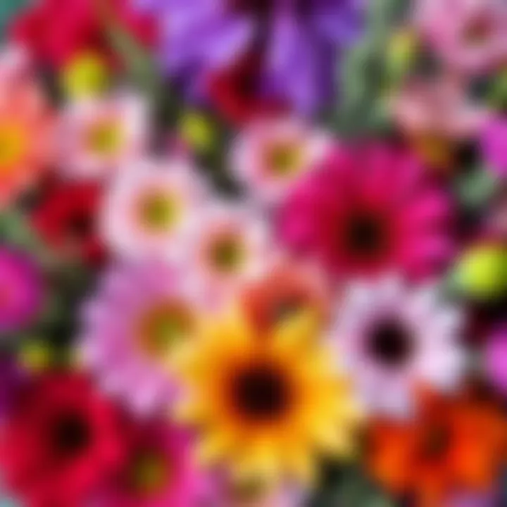 Close-up of diverse floral varieties showcasing unique colors and shapes