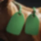 Vibrant green cattle ear tags on livestock