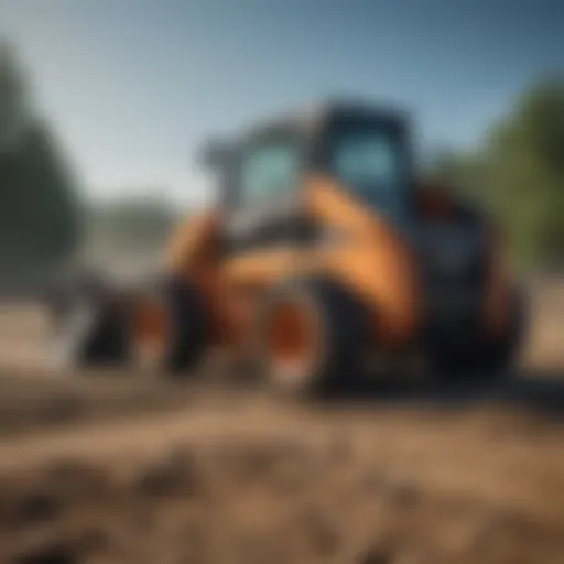 Diverse skid steer implements on display