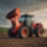 Takeuchi wheel loader operating in a field