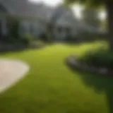 A lush green sod lawn in a residential backyard.