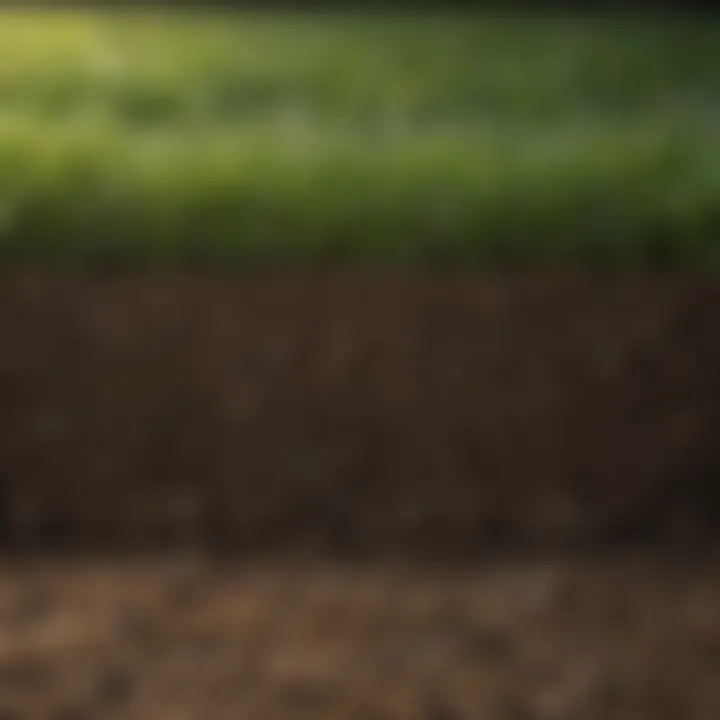 A close-up of healthy sod with rich soil underneath.