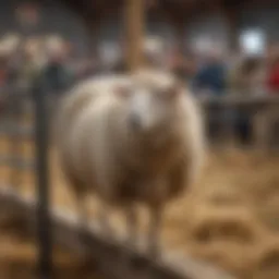 An elegant display of sheep within custom-designed show rails at an agricultural event.