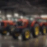 Showcasing a wide range of tractors on display at a dealership