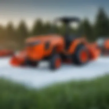 Comparison of different Kubota lawn tractor models with snowblowers showcased side by side