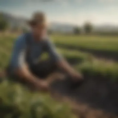 Farmers engaged in sustainable agricultural practices using guano