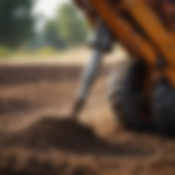 Demonstration of the hydraulic auger in action drilling into soil