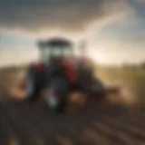 Rural King tractor tiller in action in a field