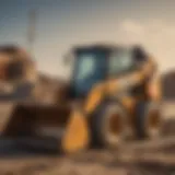 Skid steer front end loader in a construction site