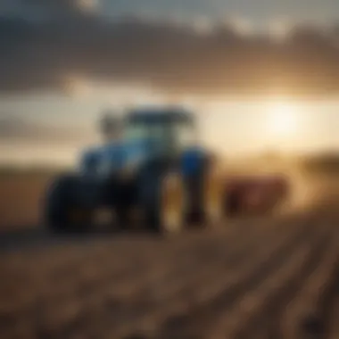 A robust New Holland tractor working in a field