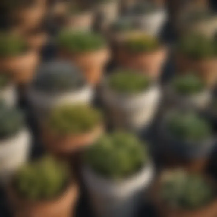 Close-up of different materials used in garden pot bags