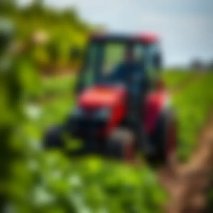 Toro Workman in Agricultural Setting A Toro Workman navigating through a lush agricultural landscape