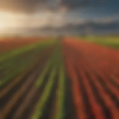 A scenic view of a vast agricultural landscape with vibrant crops.