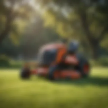 A riding mower in action during a sunny southern day