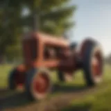 Rustic tractor amidst a field