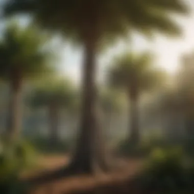 Growth Stages of Tropical Trees An illustration depicting the rapid growth stages of a tropical tree.