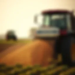 Illustration of a fertilizer drop spreader in action on a field.