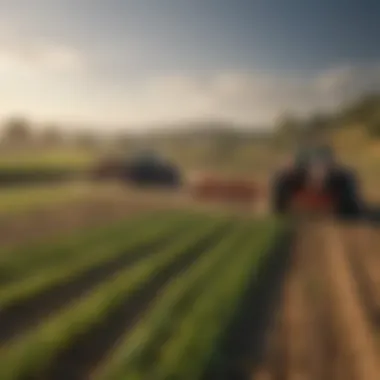 A lush farm landscape showcasing diverse crops and fields.