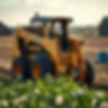 Gale Skid Loader in Agricultural Use Gale Skid Loader transporting materials in an agricultural field
