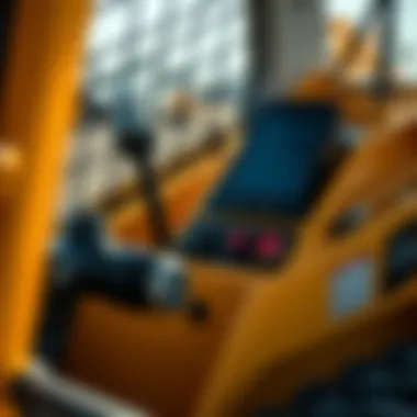 Operational Controls of Gale Skid Loader Close-up view of Gale Skid Loader's operational controls