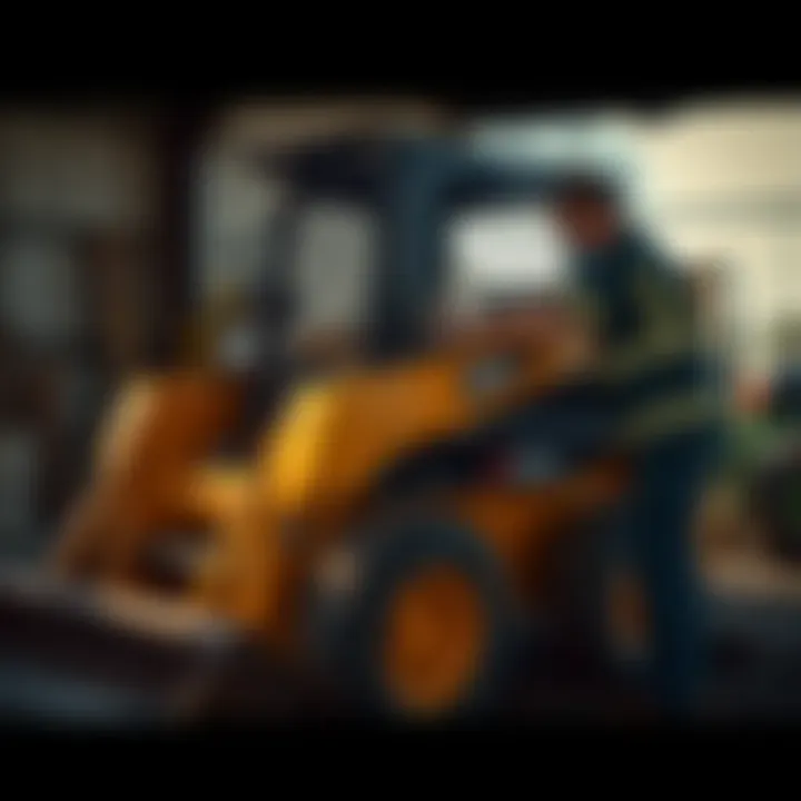 Maintenance of Gale Skid Loader Maintenance check being performed on a Gale Skid Loader
