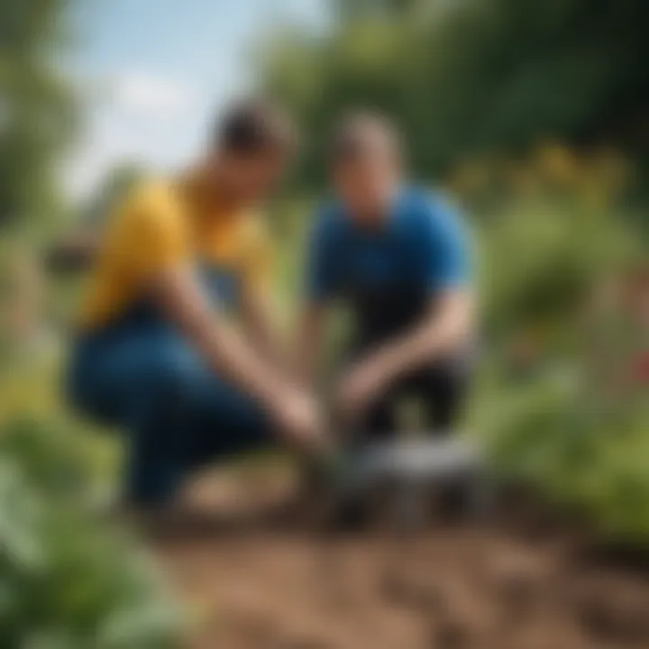 Gardener applying eco-friendly solutions in the garden