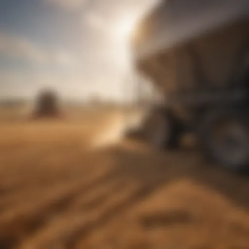 Grain bin spreader in action distributing harvested grains evenly