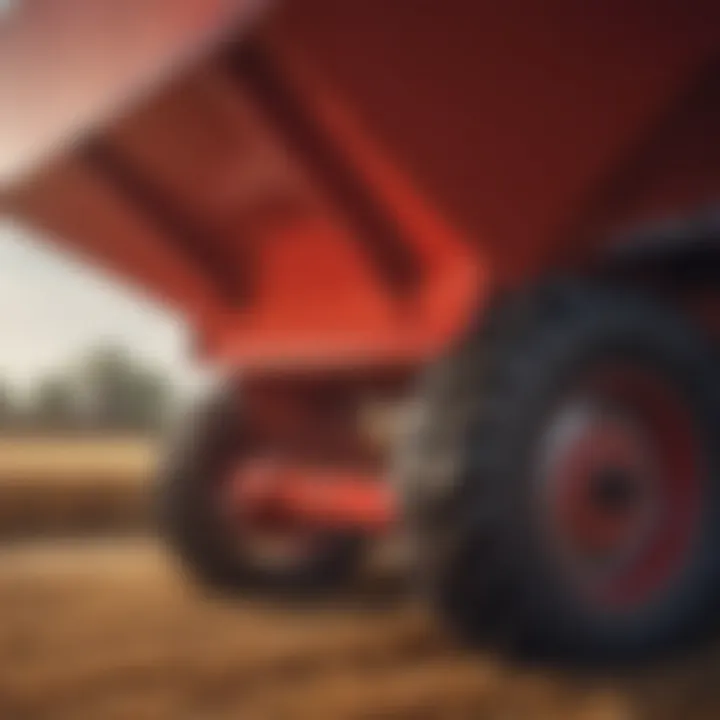 Close-up of a grain bin spreader showcasing its innovative design