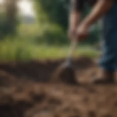 Demonstration of grass plug hole digging