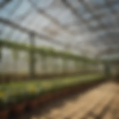 A greenhouse utilizing different types of sun shade fabric