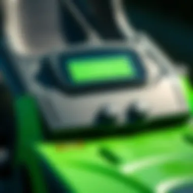 Close-up of the mower's control panel