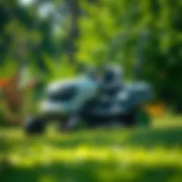 Greenworks Electric Riding Mower in a lush garden