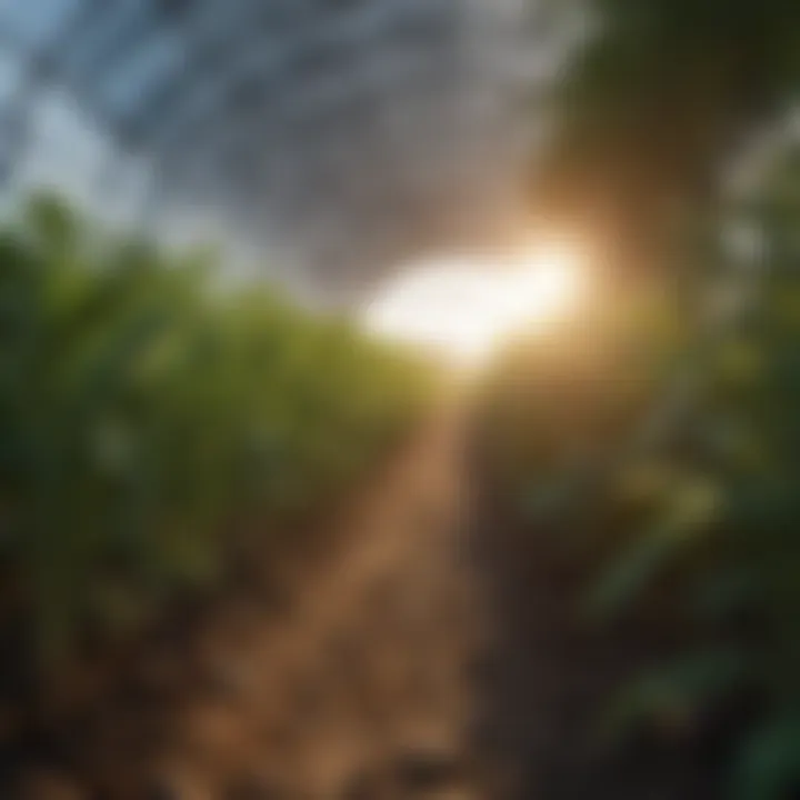 Healthy crops thriving under a high tunnel cover