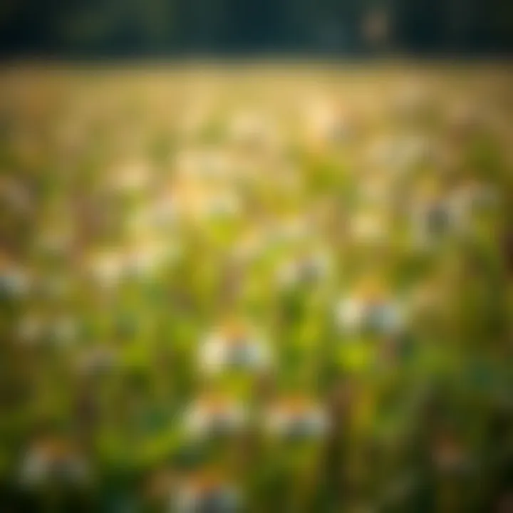 A field showing a variety of clover-like weeds