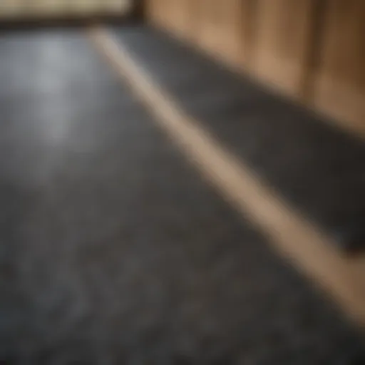 Close-up view of interlocking rubber mats in a horse stall