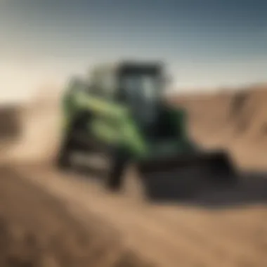 John Deere track skid steer in action at a construction site showcasing functionality