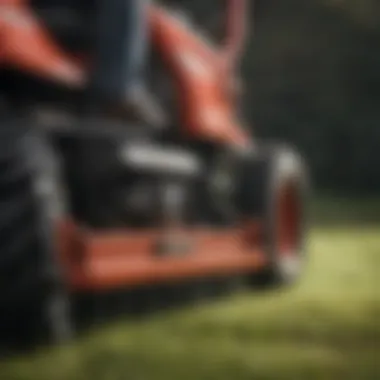 Close-up of the Kawasaki Bobcat mower's cutting blade